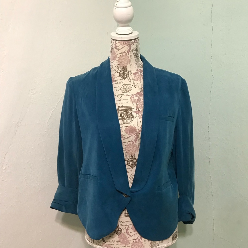 Cartonnier Turquoise One Button Lined Blazer Sz 6